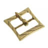 Tudor Square buckle 61x50mm with engraved oblique lines, 1485 - 1600